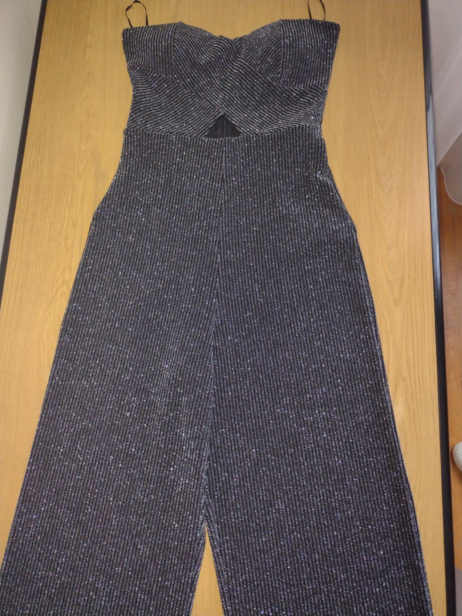 Salopeta glitter argintie elegantă