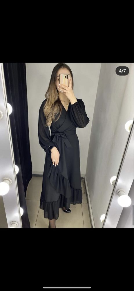 Новое длинное черное платье