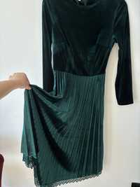 Rochie NOUA VERDE velvet cu dantela