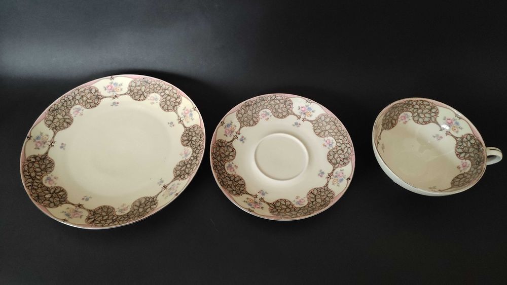 Баварски порцеланов троен сет за чай/дълго кафе