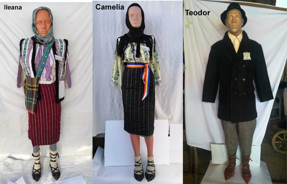 Manechine decorative traditionale imbracate in costume populare