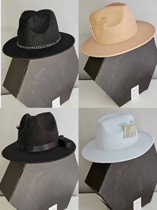 Федора / Шапки в син, черен и  светло кафяв цвят