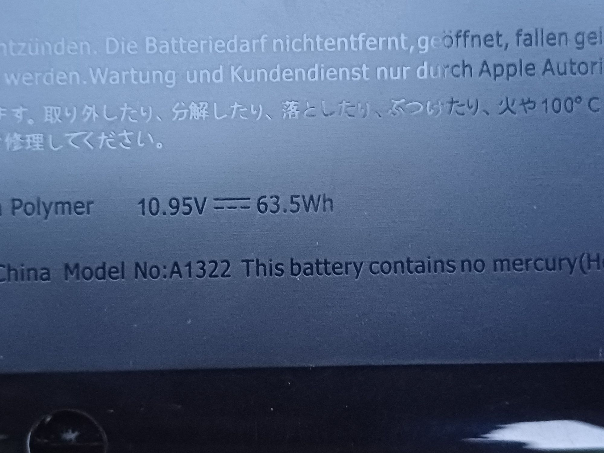 Baterie laptop Apple A1322 noua. Este testata