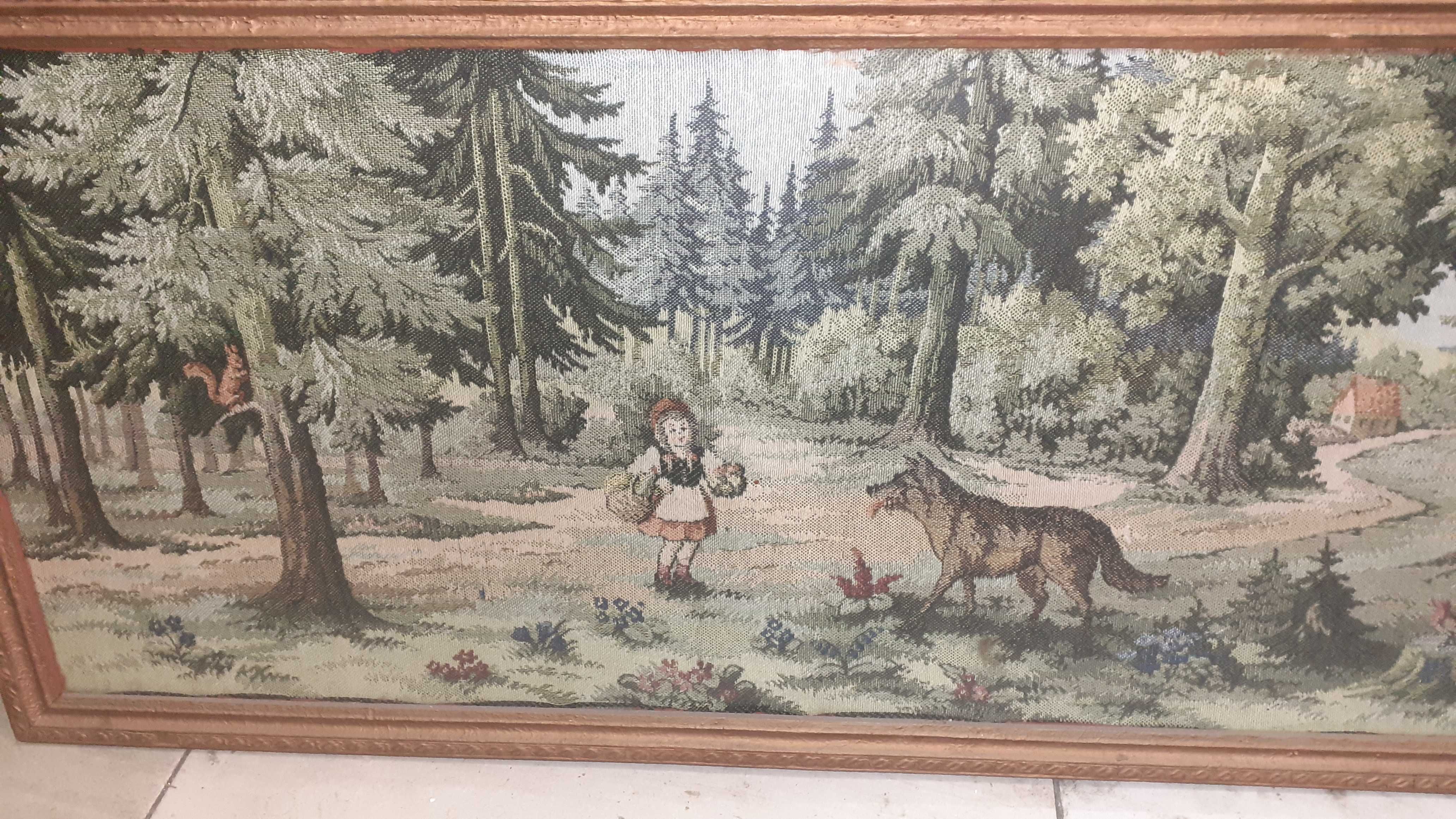 Гоблен картина вълкът и червената шапчица.