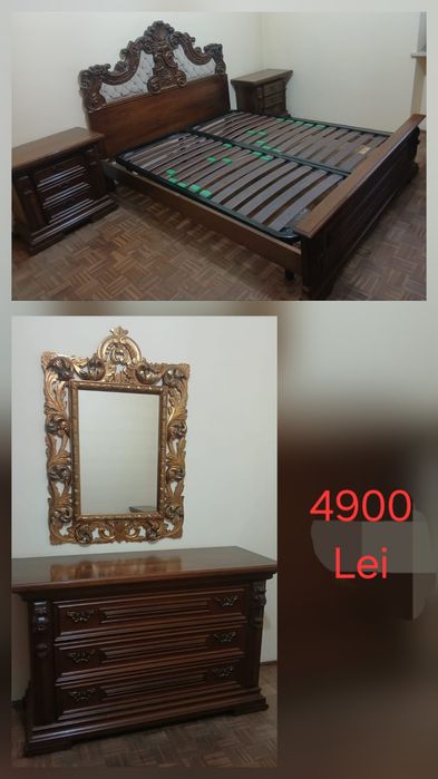 Dormitor Baroc din Lemn Masiv Sculptat Manual
