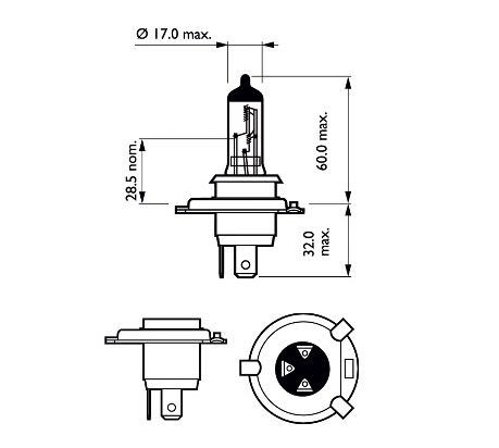 Set 2 becuri far H4 60/55W 12 V, Longer Life Ecovision PHILIPS