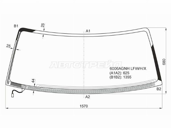 Стекло лобовое с обогревом щеток NISSAN PATROL/SAFARI 3/5D 97-10 Nissa