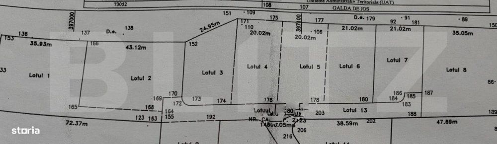 Parcele intravilane cu suprafata cuprinsa intre 708 - 768 mp, zona Tei