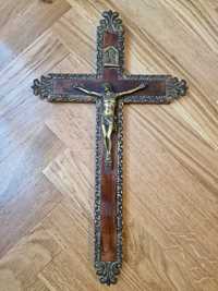 cruce crucifix lemn masiv bronz