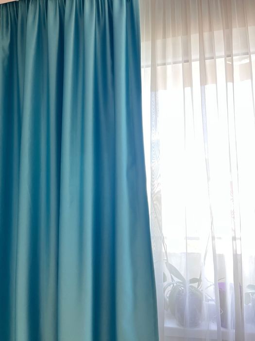 Плътни пердета- блекаут завеси тюркоаз 2 бр