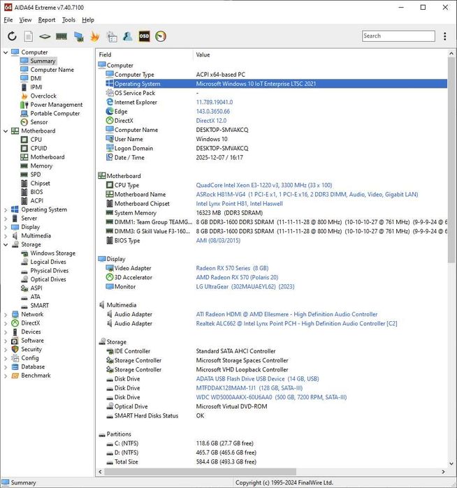 PC Gaming Xeon E3-1220 v3 & RX570/8GB