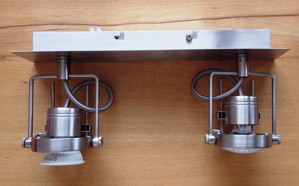 Двоен иноксов аплик (за стена или таван) с индустриален дизайн