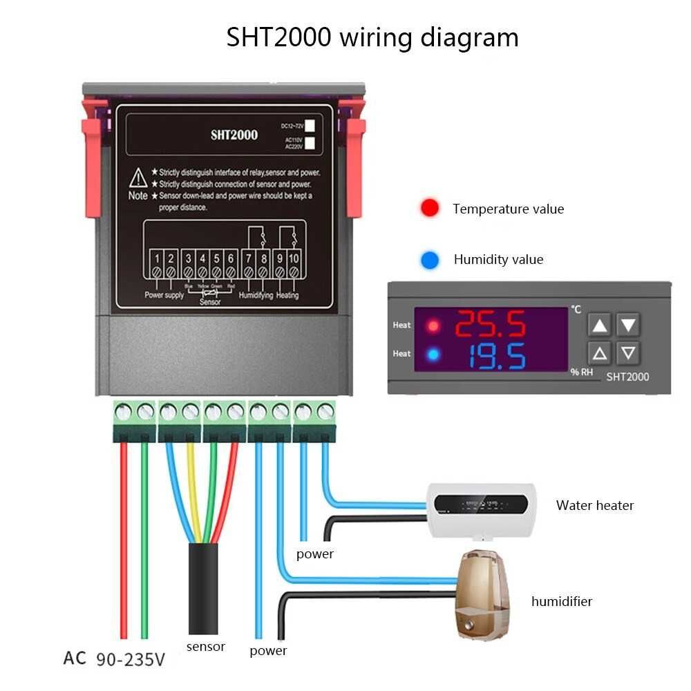 SHT-2000 Контролер за температура и влага терморегулатор на 220V 10A