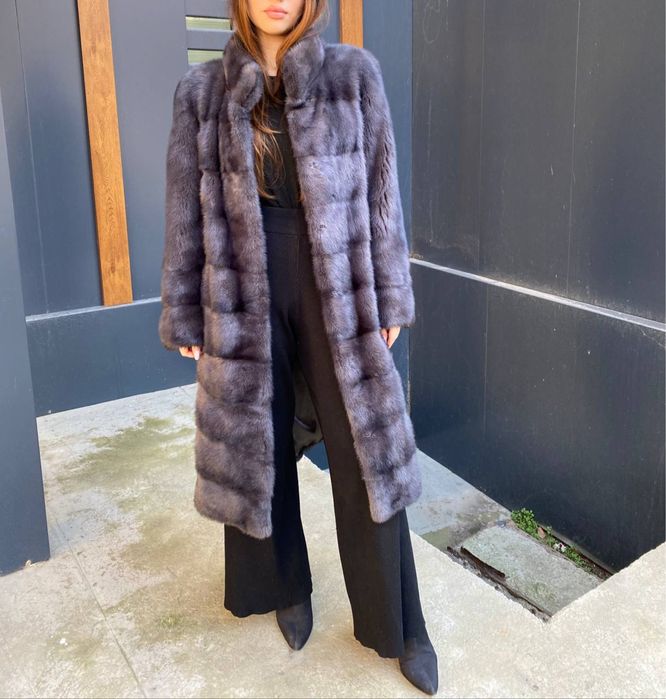 Норка шуба графит