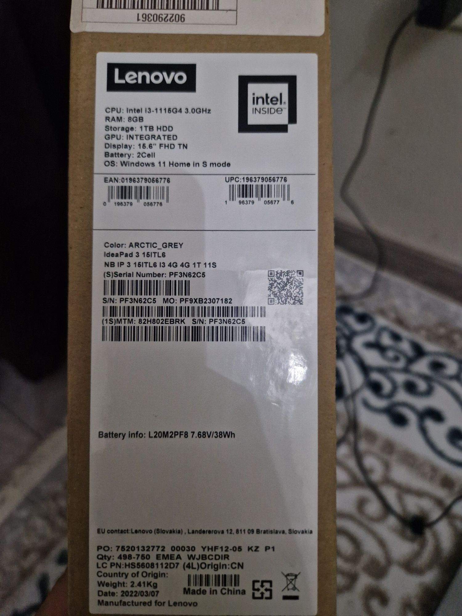 Lenovo IdeaPad 3 82H802EBRK серый