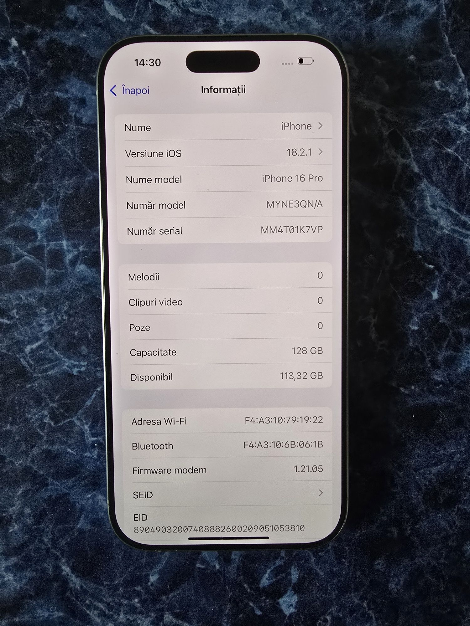 iPhone 16 Pro  White 128GB Liber de retea CA NOU