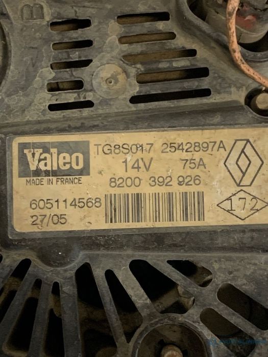 Alternator OPEL ARENA Box TB, TF 1998 - 2001 1.9 D F8Q 600, F8Q 606 2542897A / TG8S017 / 8200392926 / 605114568