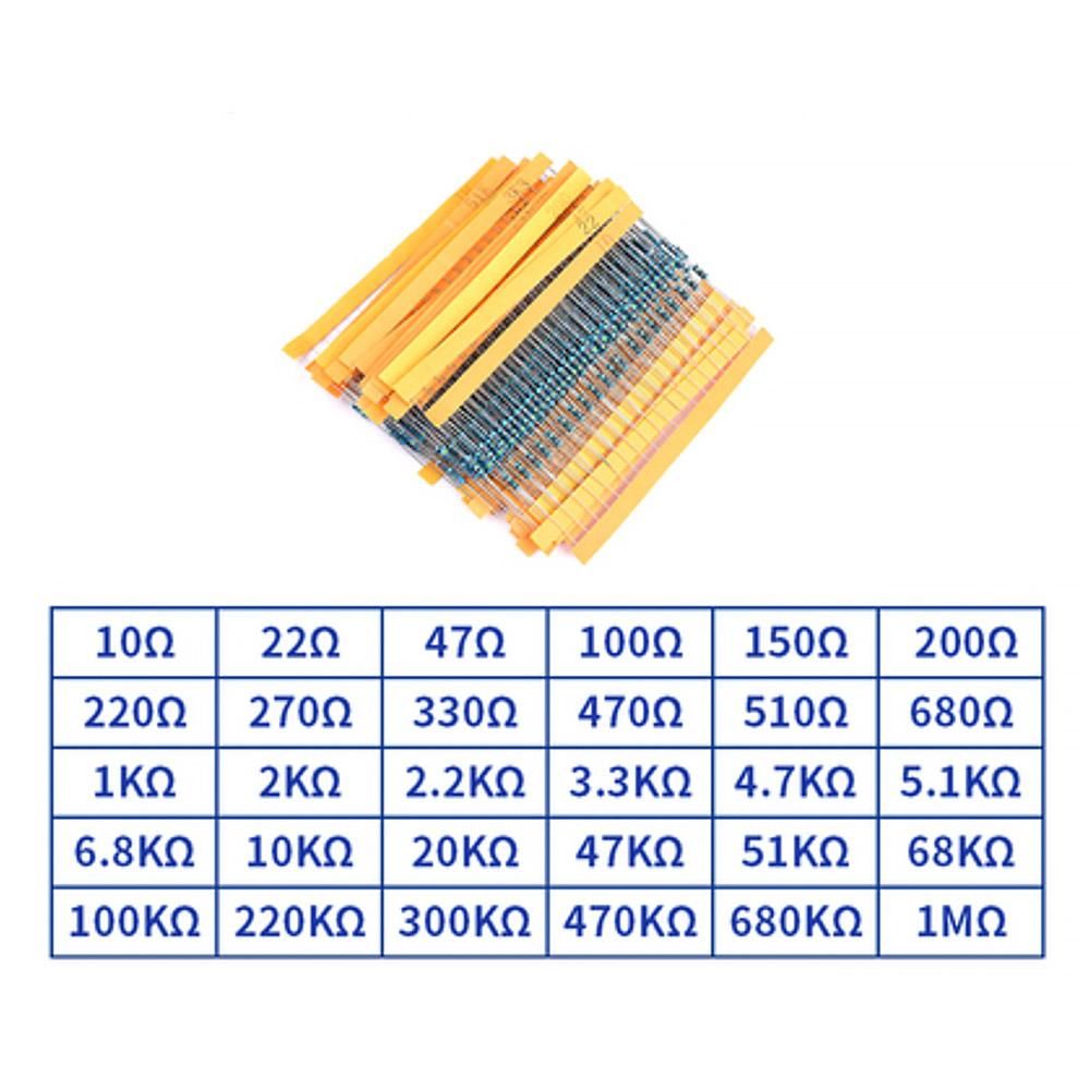 Комплект резистори 0.25W 1/4W 600бр. 30 вида по 20бр.