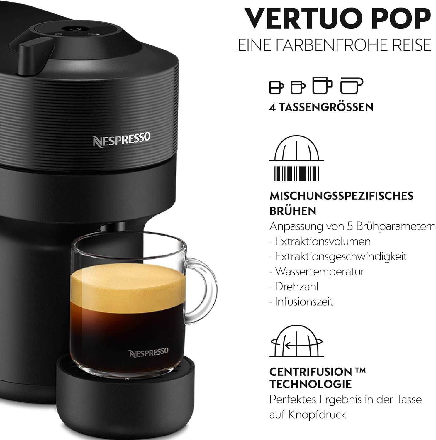 Еспресо машина Nespresso by De'Longhi Vertuo Pop ENV90.B, Черен