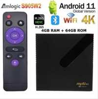 ТВ Бокс myAl W2 Android 11 Amlogic bluetooth tv box онлайн телевизия