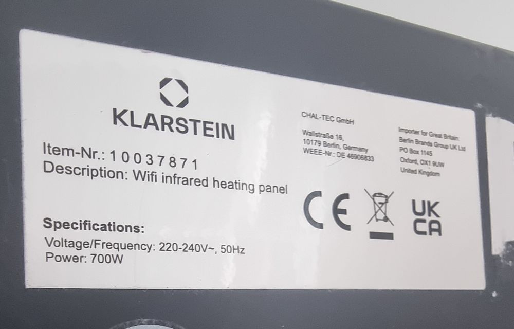 Инфрачервен нагревател Klarstein 700w тип картина