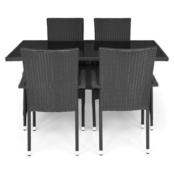 Nou Set mobilier balcon/gradina/terasa 4 scaune si masă 150 x 90 Negru