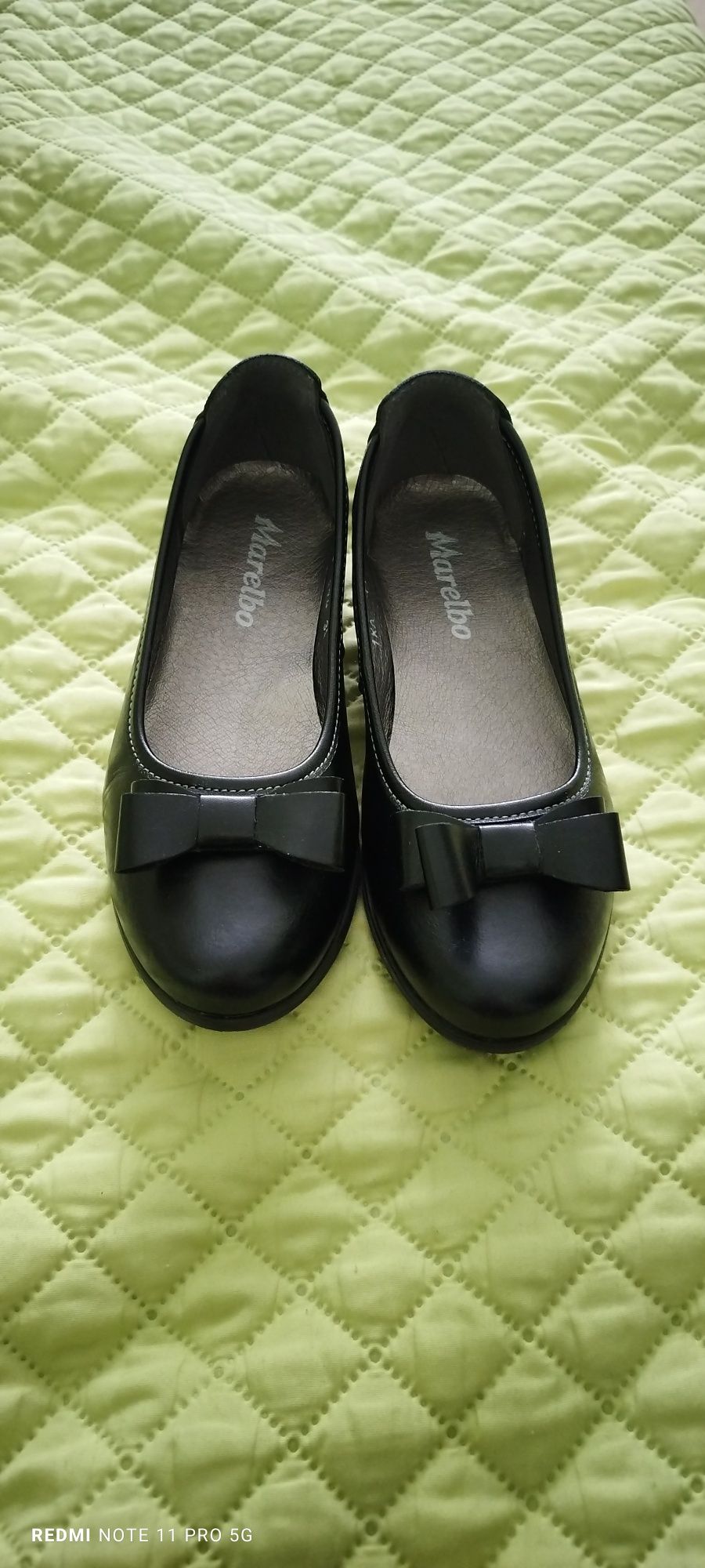 Pantofi fete, negri, marca Marelbo, piele naturala, marimea 35.