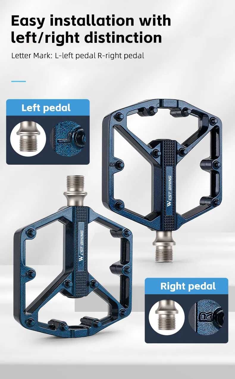 WEST BIKING pedale ultraușoare bicicleta 3 rulmenti MTB aluminiu