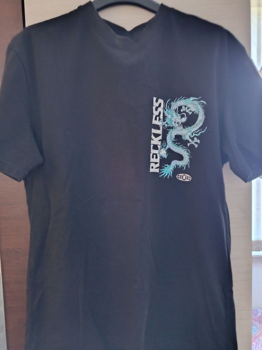 Tricou negru cu dragon albastru