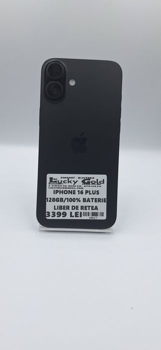 IPhone 16 Plus 128Gb 100% Baterie Garantie/Factura #49417