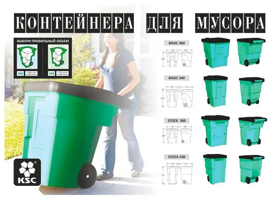 Мусорный бак на колесах Контейнеры для мусора 240л.,
