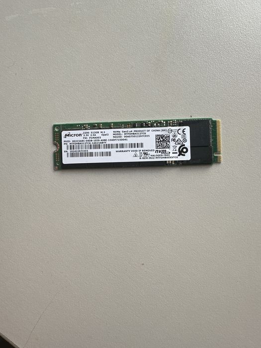 SSD Micron 2300 NVMe M.2 512GB — отличный рабочий, снят с ноутб