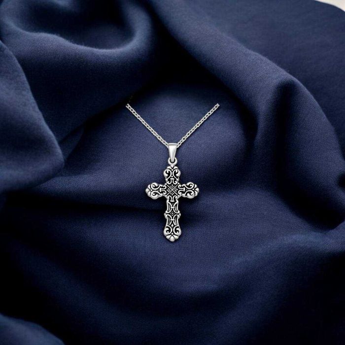 Talisman/Pandantiv din argint oxidat 925, model Cruce – 7,6g