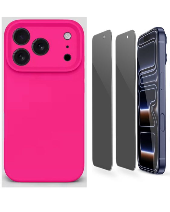 Husa Silicon Plate si Folie Sticla PRIVACY - Iphone 17 AIR PRO MAX