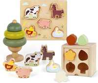 Комплект дървени играчки Монтесори Little Log 3 в 1, над 1 година