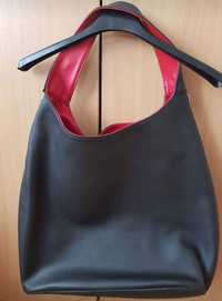 Дамска черна и червена чанта