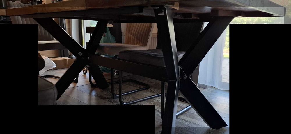 vidaXL Masa de bucatarie 180cm lemn masiv reciclat si otel incrucisat