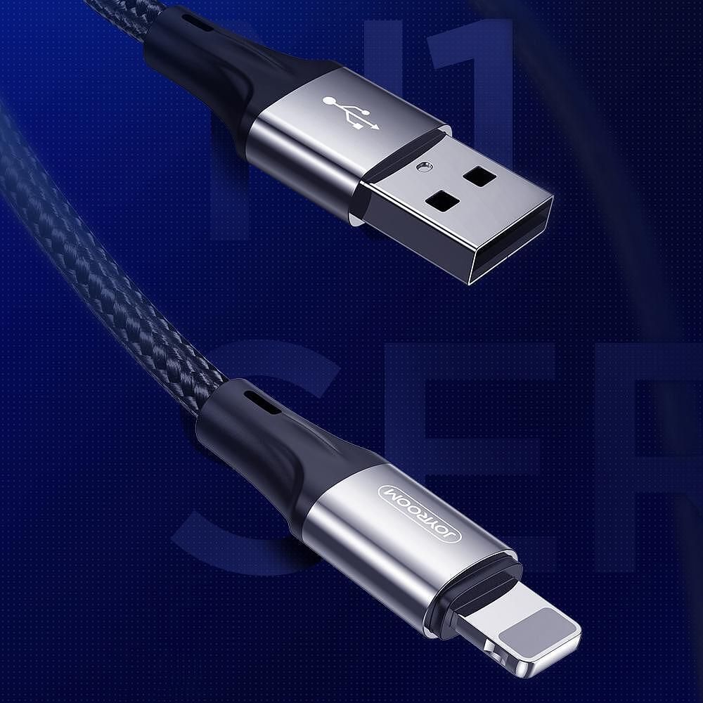 Кабел за зареждане с оплетка Joyroom USB към Lightning Черен (S-1030N1