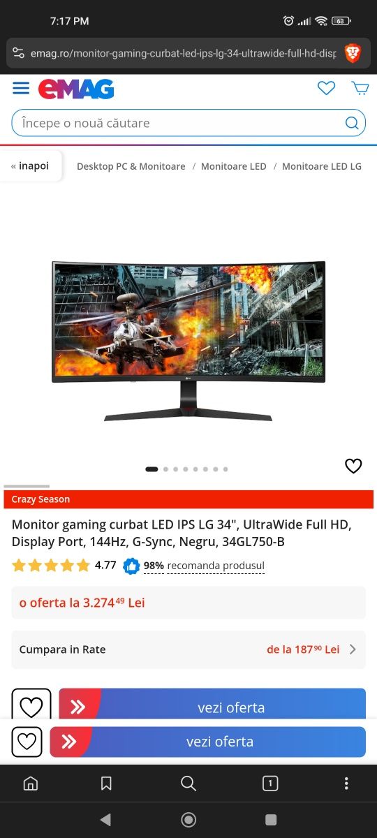 Vand monitor lg gaming