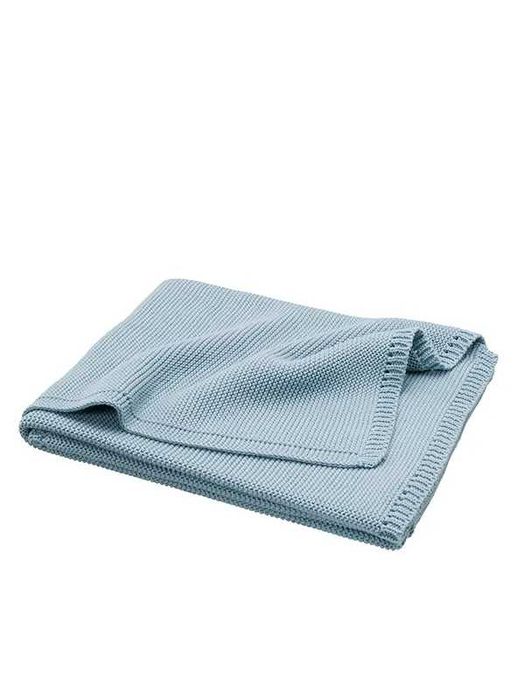Pătură împletită, din bumbac organic, 80×100 cm, blue fog