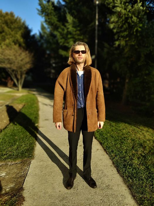 Cojoc barbat piele / blana naturala miel XL 52 NOU Maro   Italy