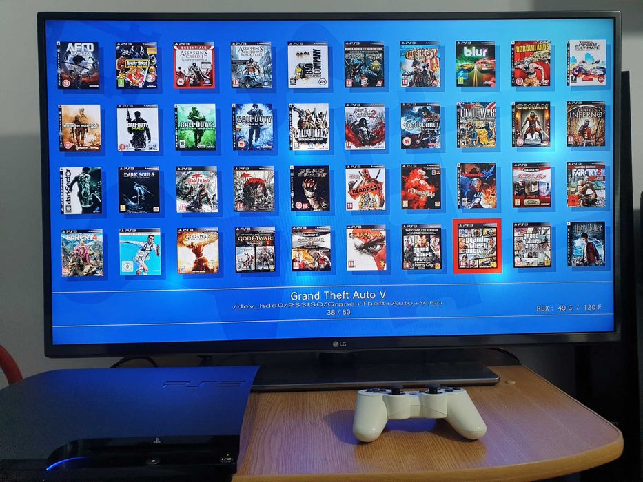 PS3 modat CFW 750 GB + 80 jocuri (GTA V, Red Dead, God of War, NFS)