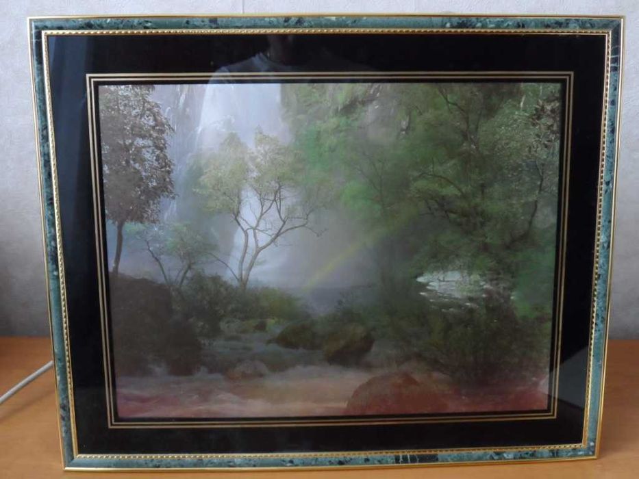 картина  вид горная речка деревья