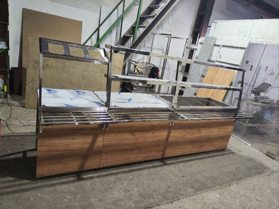 линия раздача, мармит из нержавейки для второго блюд 8 емкостной, дове