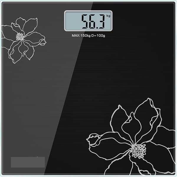 Cantar corporal pt persoane, 150 Kg, Negru cu Flori Albe, NOU 80 Lei