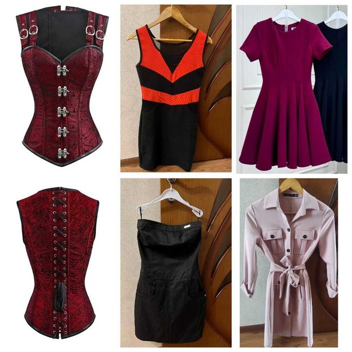 Корсет и женские платья на корпоратив, 42-44 размер, б/у и новые