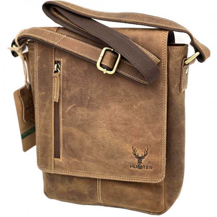 Borsete Barbati Umar din Piele Naturala Hunter Vintage, Maro/Coniac