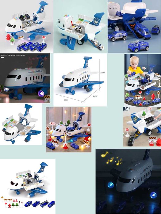 Грузовой инерционный самолёт с полицейскими машинками и аксессуарами