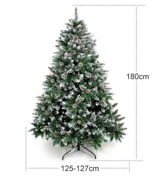 Brad artificial Yorbay 180 cm, Conuri de Pin și Zăpadă Artificială
