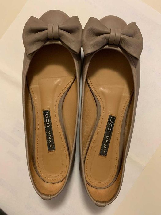 Balerini piele naturala Anna Cori, marime 37, bej taupe